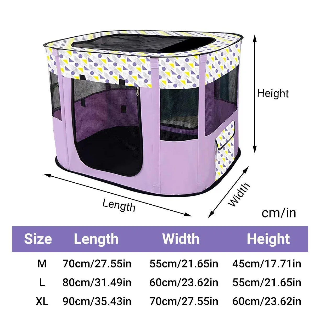 Foldable Cat Dog Kennel Pet Delivery Cage Portable Pet Fence Tent - Purple-L view 4