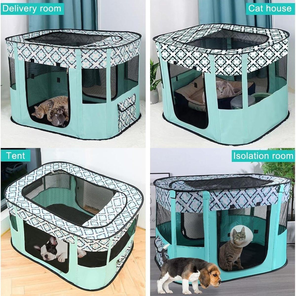 Foldable Cat Dog Kennel Pet Delivery Cage Portable Pet Fence Tent - Purple-M view 12