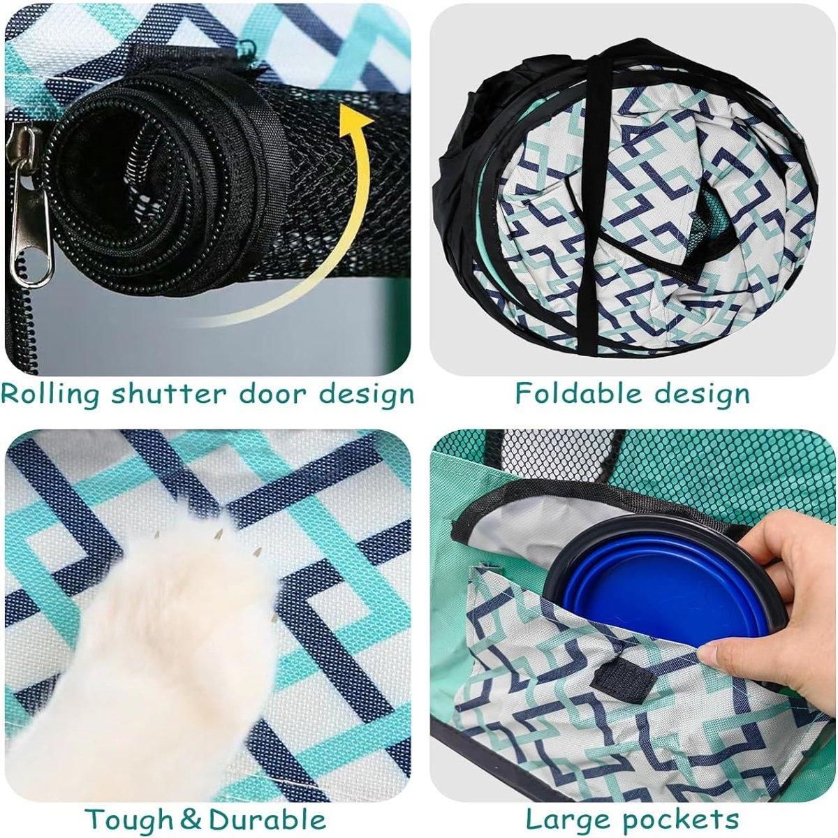 Foldable Cat Dog Kennel Pet Delivery Cage Portable Pet Fence Tent - Purple-M view 15