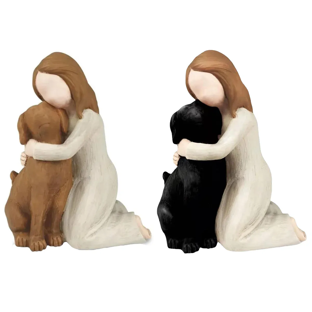 Girl Hugging Dog Ornament Decorative Figurine Resin Home Decoration Craft Gift view 3