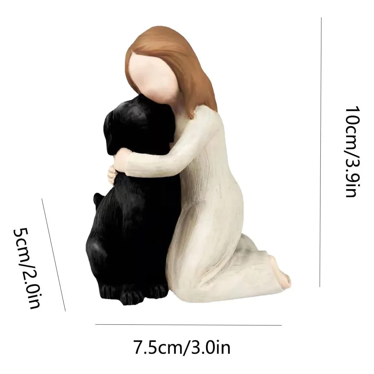 Girl Hugging Dog Ornament Decorative Figurine Resin Home Decoration Craft Gift view 4