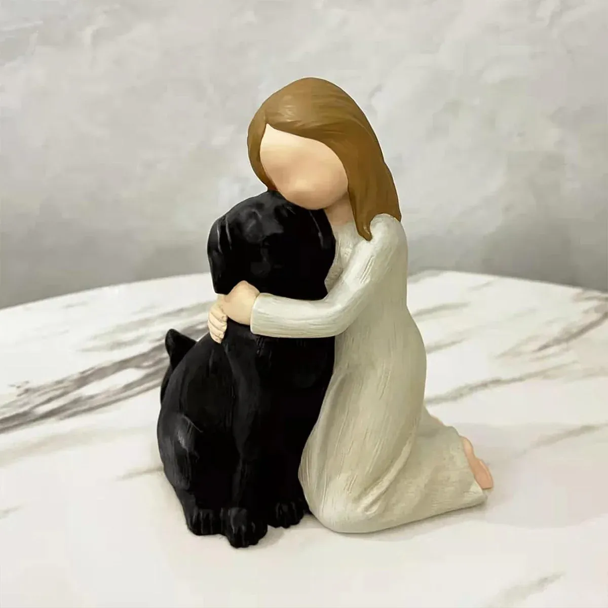Girl Hugging Dog Ornament Decorative Figurine Resin Home Decoration Craft Gift view 7