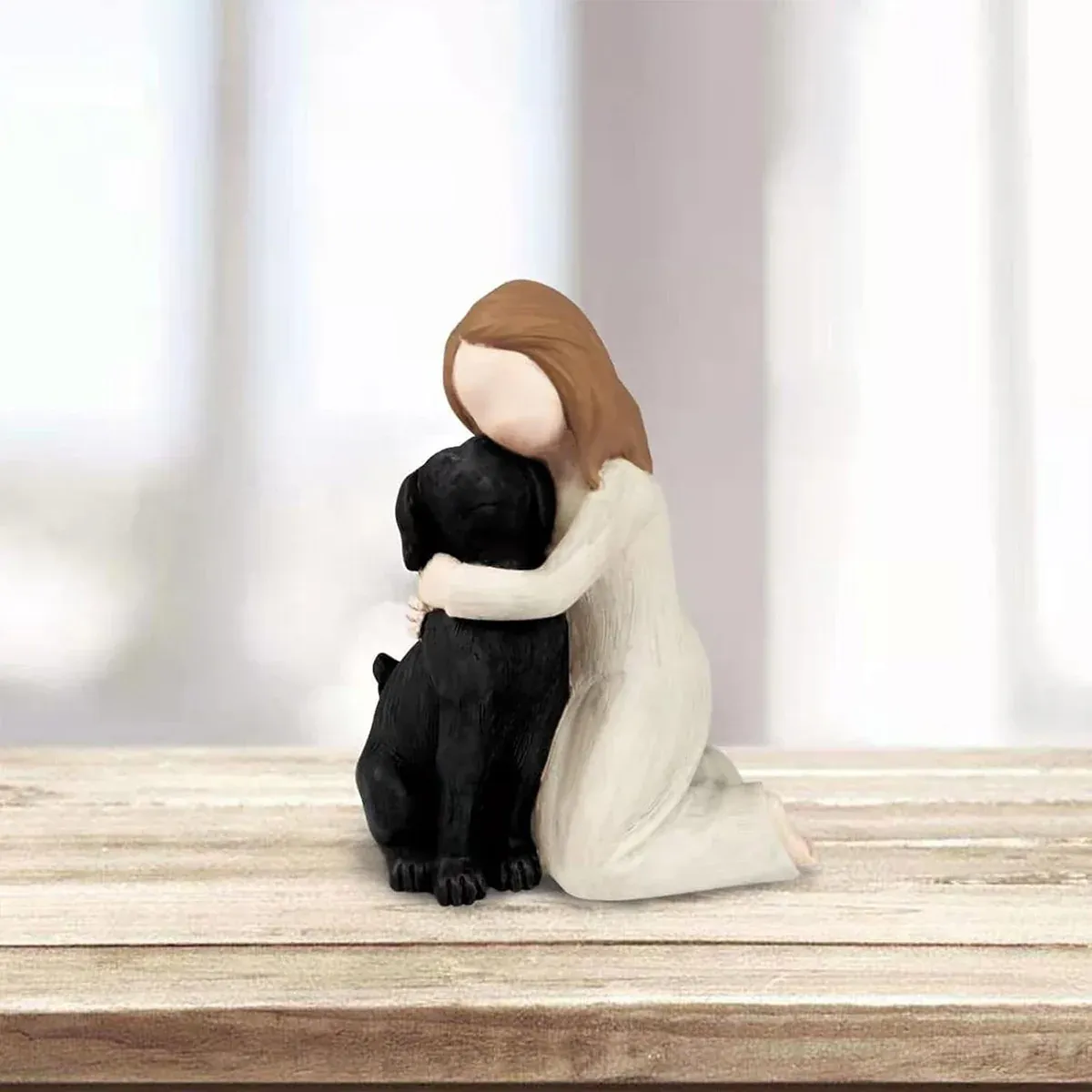 Girl Hugging Dog Ornament Decorative Figurine Resin Home Decoration Craft Gift view 9