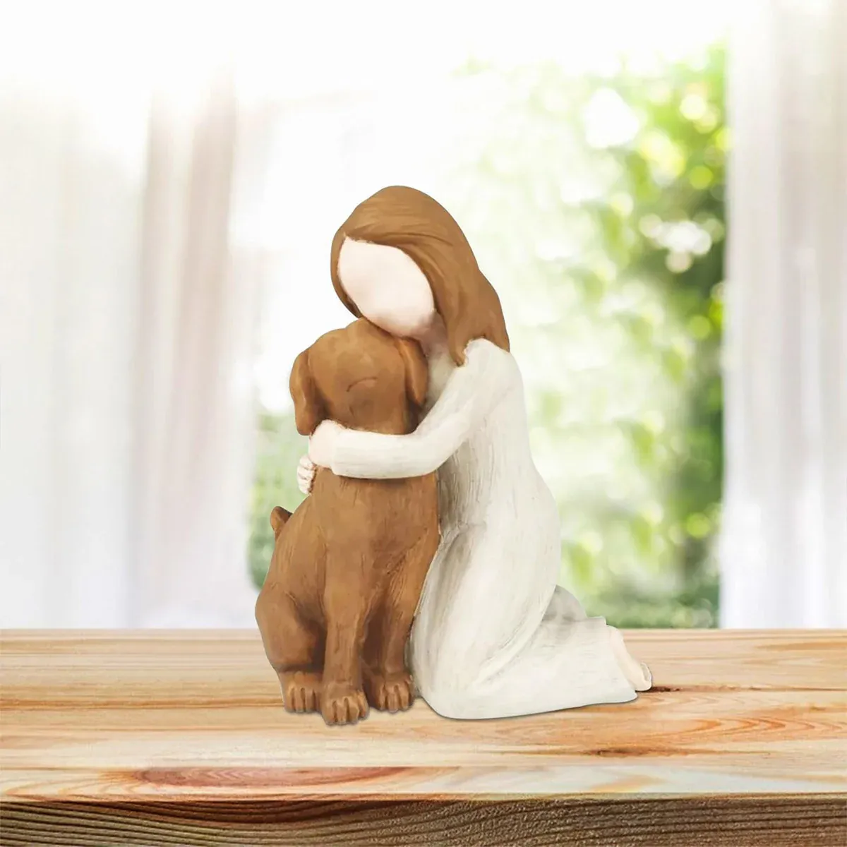 Girl Hugging Dog Ornament Decorative Figurine Resin Home Decoration Craft Gift view 12