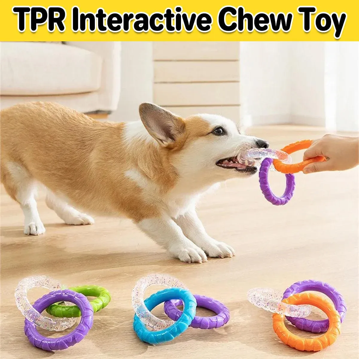 Interactive Dog Toys TRP Rubber Ring Teething Pet Rally Ring Chew Play Fetch view 2