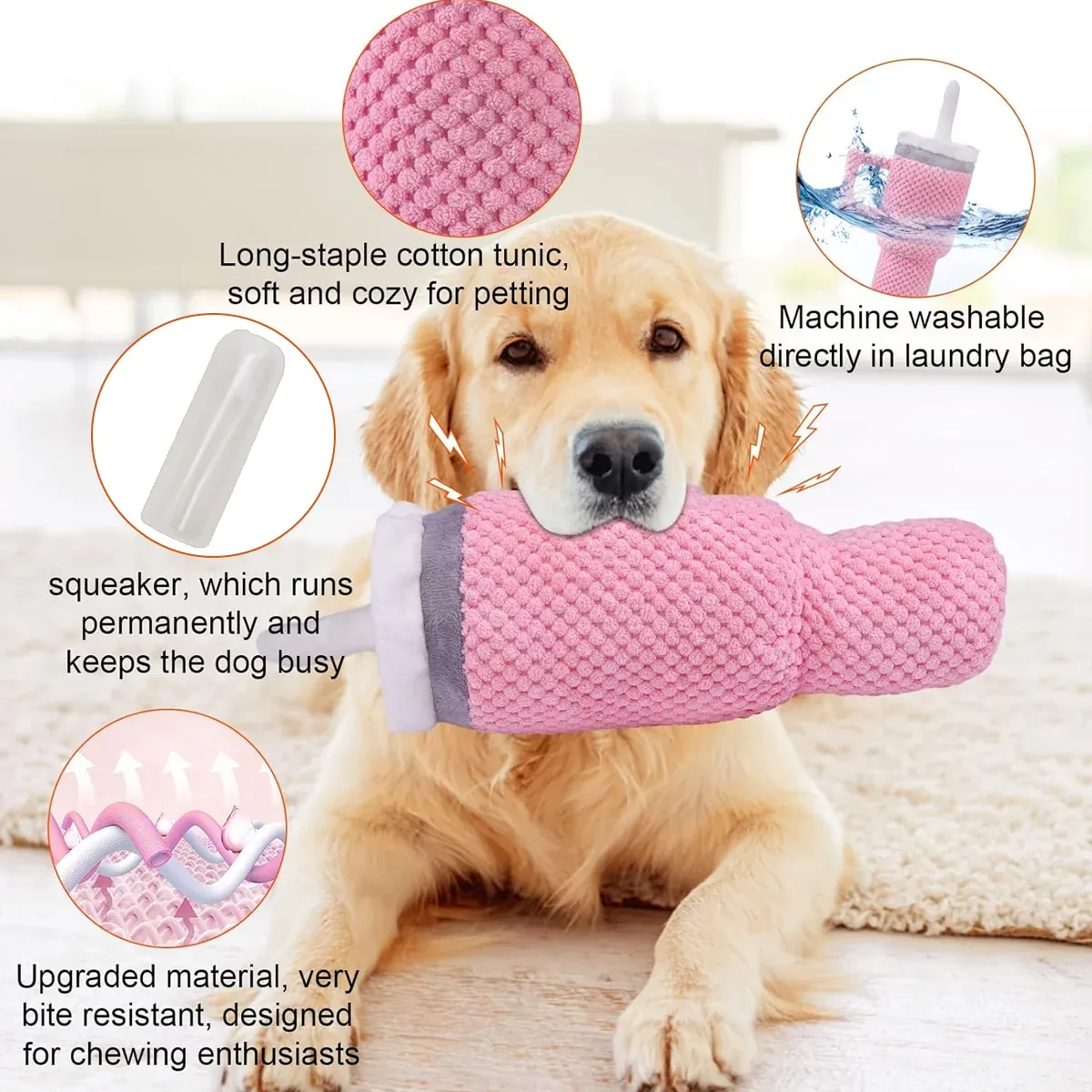 Dog Squeaky Toy Stuffed Water Cup Toy Plush Cup Chew and Supplies Training Pet view 6