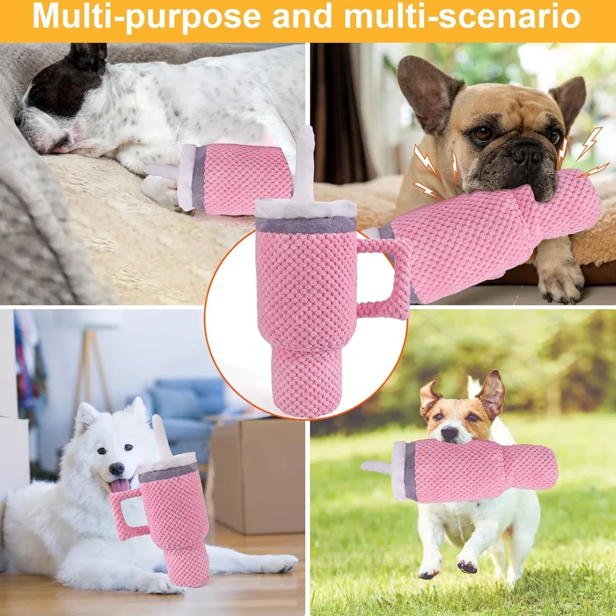 Dog Squeaky Toy Stuffed Water Cup Toy Plush Cup Chew and Supplies Training Pet view 13