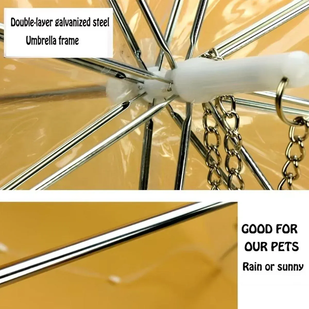 Pet Dog Transparent Umbrella 30 inch Diameter With Dog Leash For Rain Walking view 6