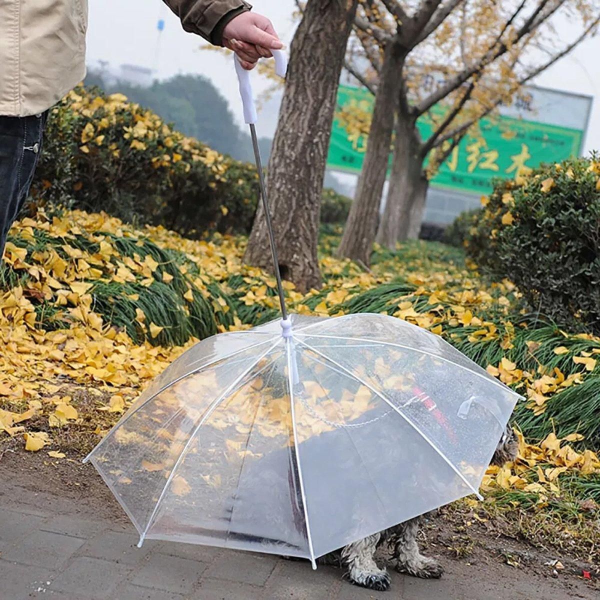 Pet Dog Transparent Umbrella 30 inch Diameter With Dog Leash For Rain Walking view 11
