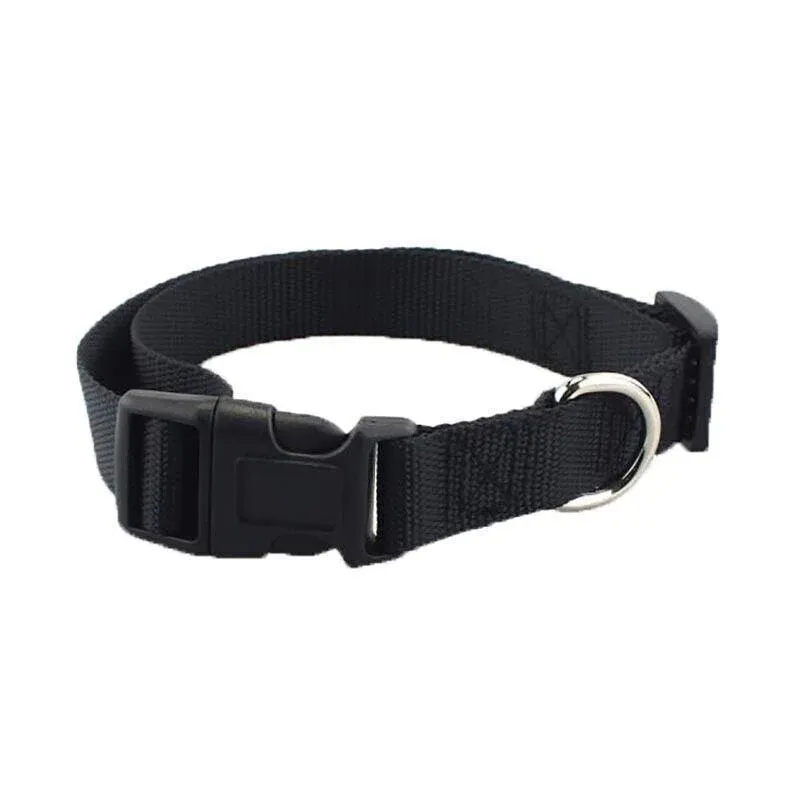 L Size Dog Puppy Pet Collar Adjustable Nylon Toy Large Pink Blue Red Black - Black — image 1
