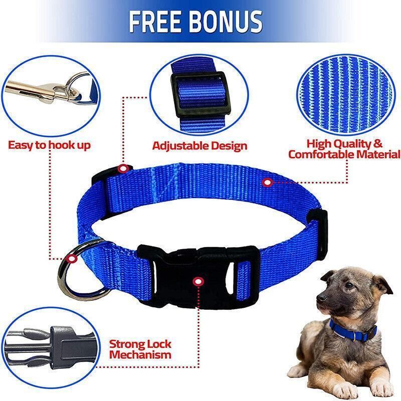 L Size Dog Puppy Pet Collar Adjustable Nylon Toy Large Pink Blue Red Black - Grey view 6