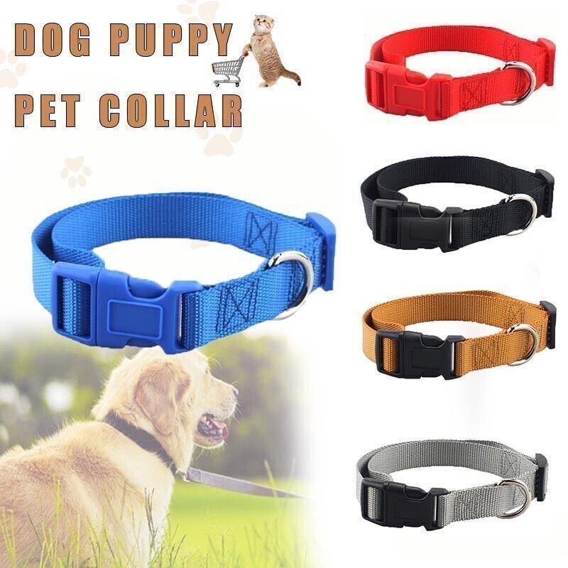 L Size Dog Puppy Pet Collar Adjustable Nylon Toy Large Pink Blue Red Black - Red view 2