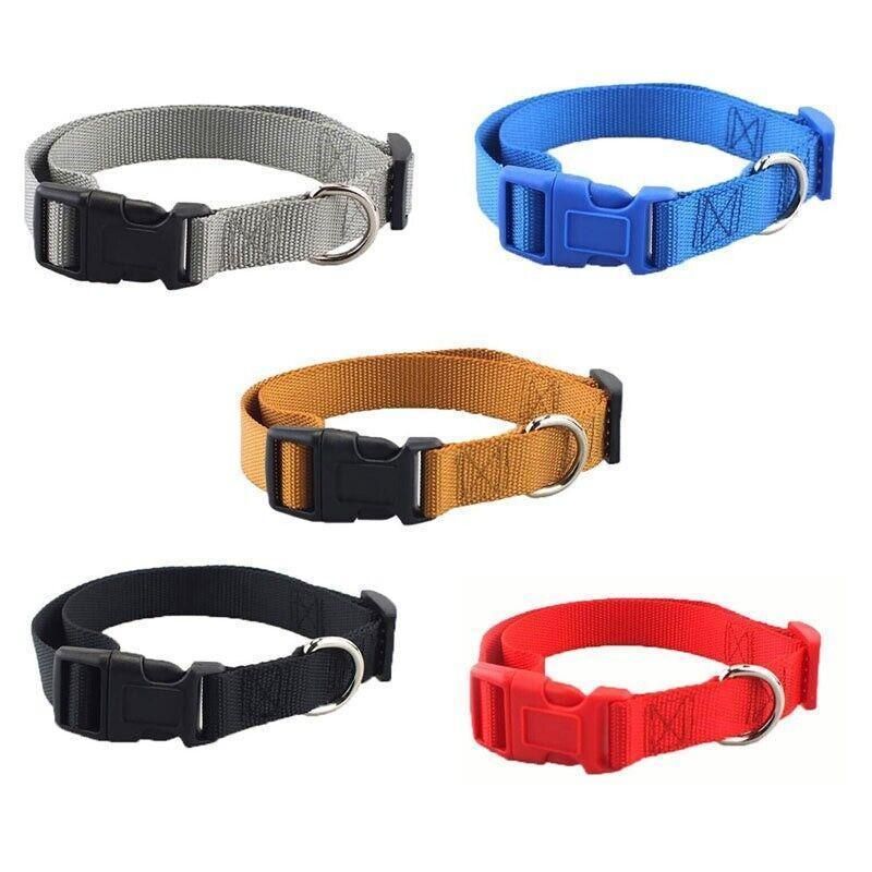 L Size Dog Puppy Pet Collar Adjustable Nylon Toy Large Pink Blue Red Black - Red view 3