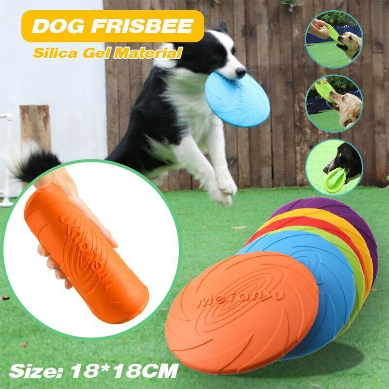 Frisbee Toy for Dogs Outdoor Fetch Training Soft Rubber Pet Flying Disc 18cm view 2