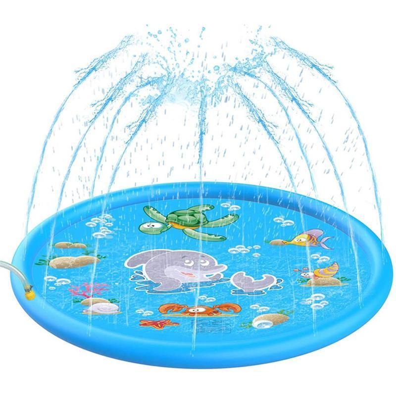 100cm Dog Splash Pad Inflatable Pet Sprinkler Mat PVC Water Play Toy for Outdoors view 2