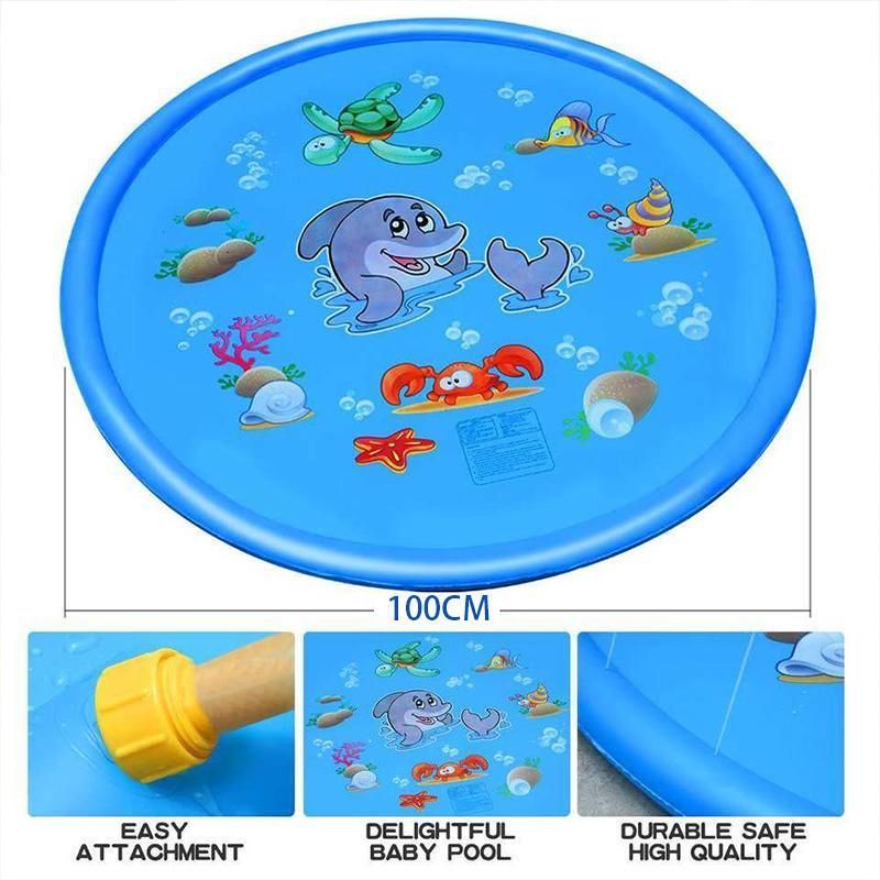 100cm Dog Splash Pad Inflatable Pet Sprinkler Mat PVC Water Play Toy for Outdoors view 3