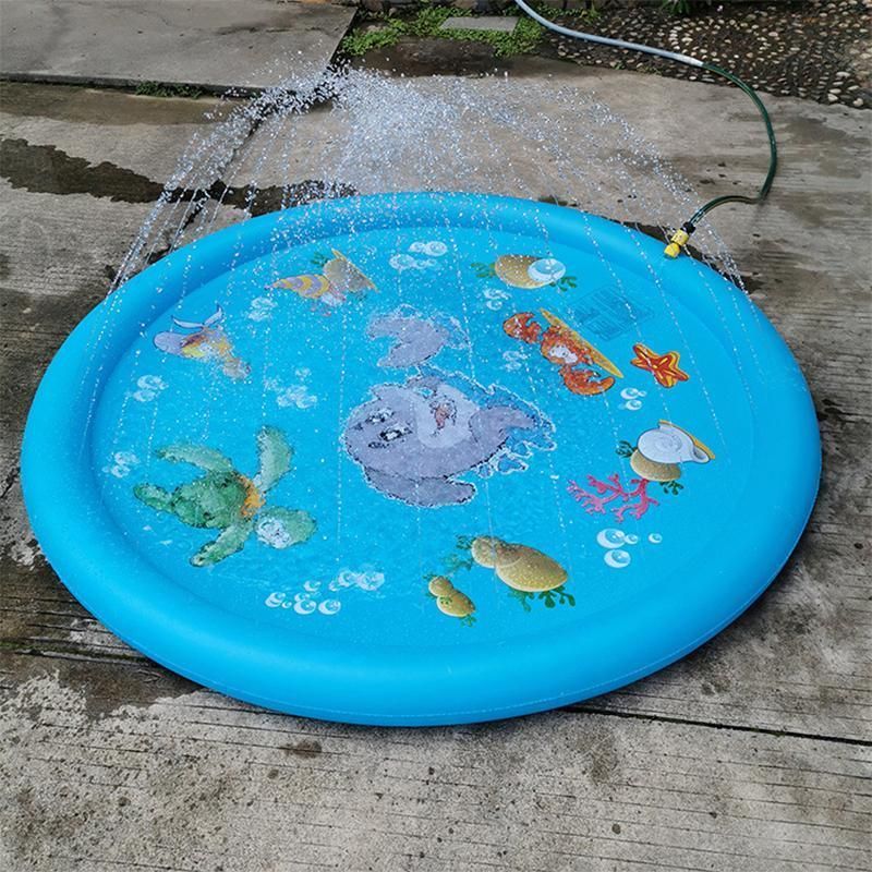 100cm Dog Splash Pad Inflatable Pet Sprinkler Mat PVC Water Play Toy for Outdoors view 5