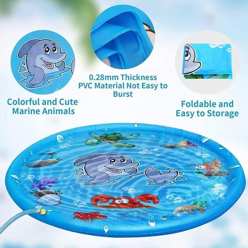 100cm Dog Splash Pad Inflatable Pet Sprinkler Mat PVC Water Play Toy for Outdoors view 6