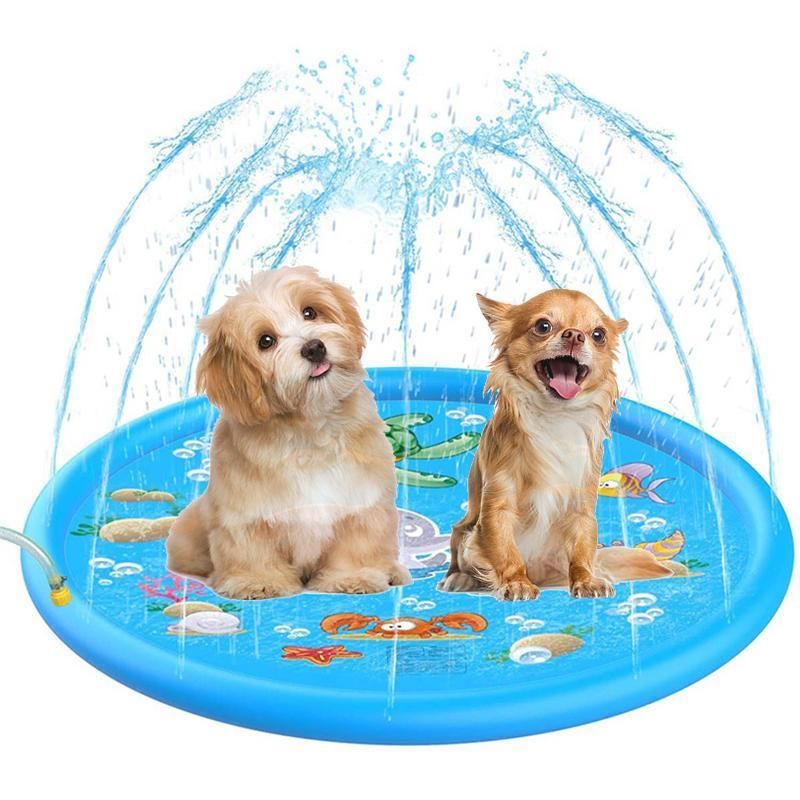 100cm Dog Splash Pad Inflatable Pet Sprinkler Mat PVC Water Play Toy for Outdoors view 7