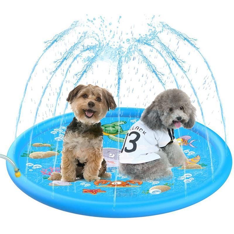 100cm Dog Splash Pad Inflatable Pet Sprinkler Mat PVC Water Play Toy for Outdoors view 10