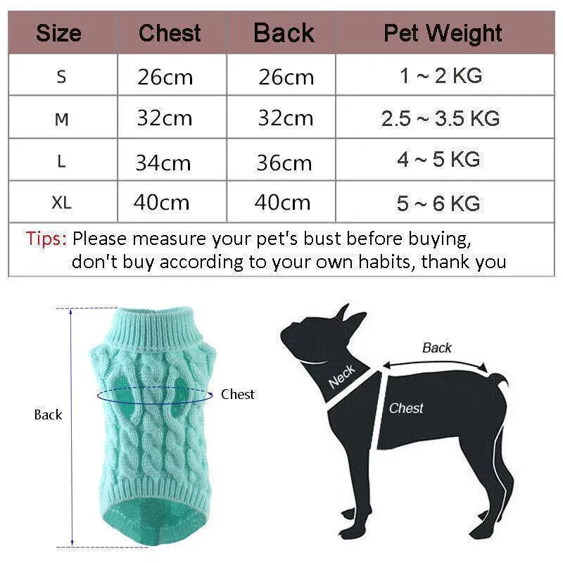 Puppy Dog Jumper Winter Warm Knitted Sweater Pet Clothes Small Dogs Coat view 4