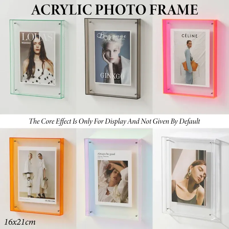 Acrylic Photo Frame Double-Sided Clear Display with Screw Mount – 16x21cm - Red view 2