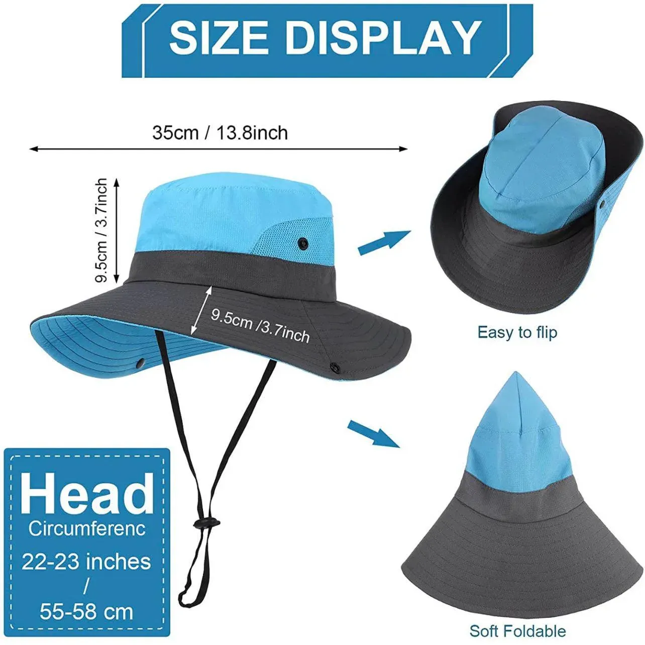Women Wide Brim Ponytail Hat Sun Protect Visor Summer Beach Cap Anti Uv Floppy view 5