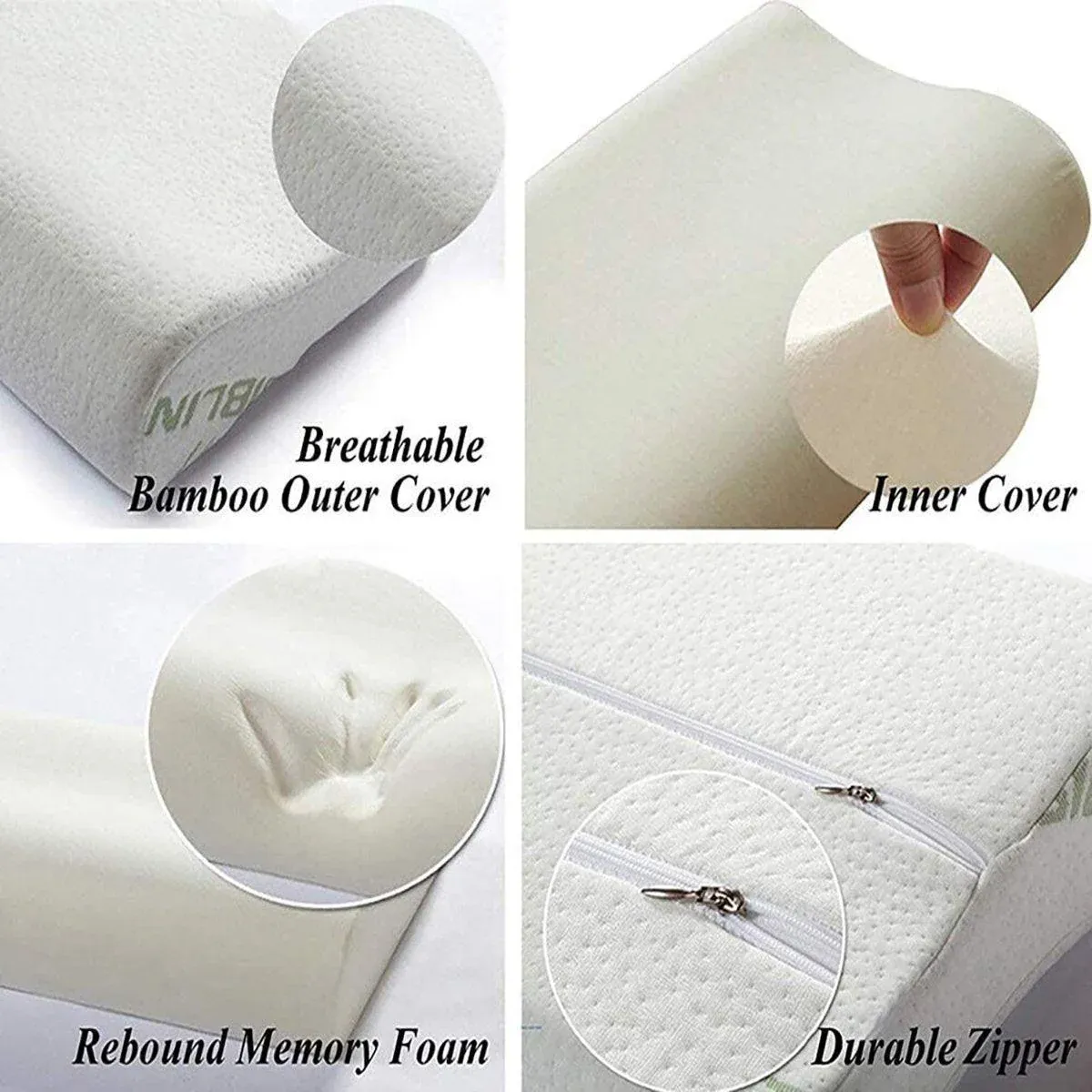 1/2PCS Memory Foam Neck Pillow Wavy Contour Slow Rebound Pillow - 60x40x12cm-2pcs view 4