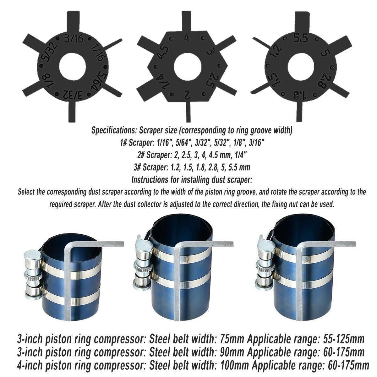 11X Auto Engine Piston Ring Service Tool Set Compressor Tools Kit for Car view 8