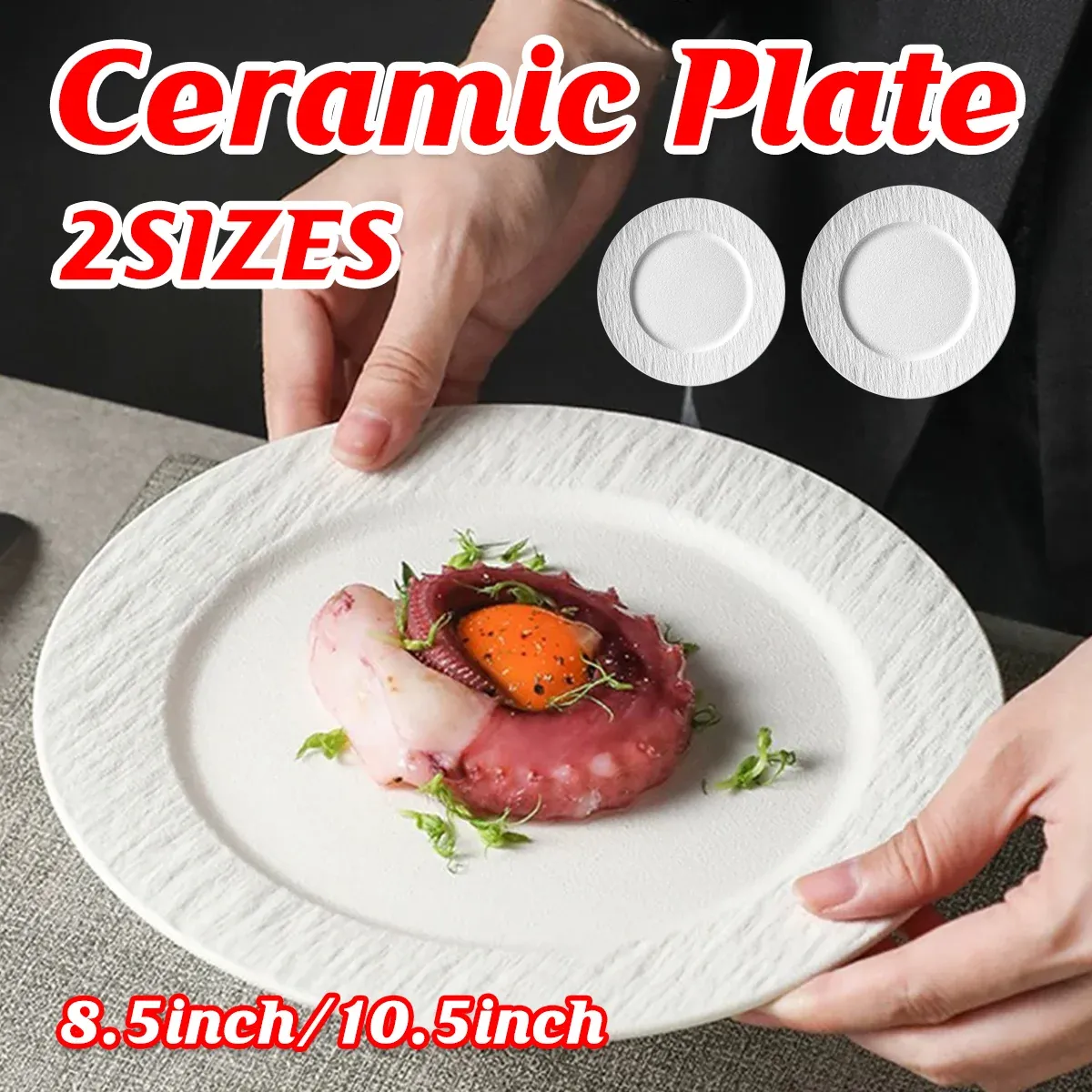 Ceramic Steak Vegetable Dessert Salad Plate Home Dinner Plate Kitchen Dining view 2
