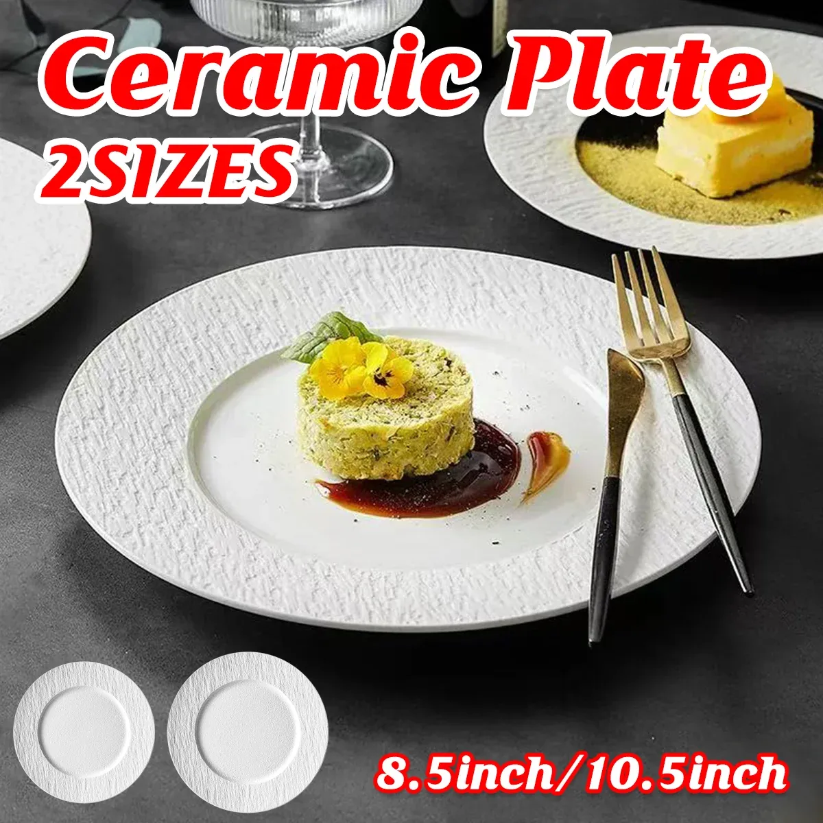 Ceramic Steak Vegetable Dessert Salad Plate Home Dinner Plate Kitchen Dining view 15