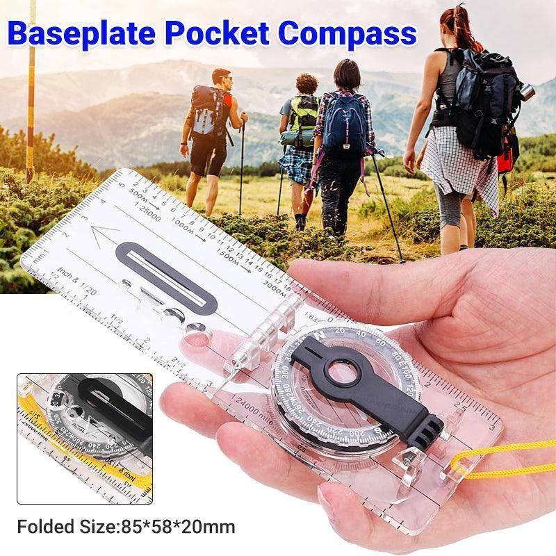 Baseplate Pocket Compass Military Orienteering Hiking Camping Maps Lensatic Army