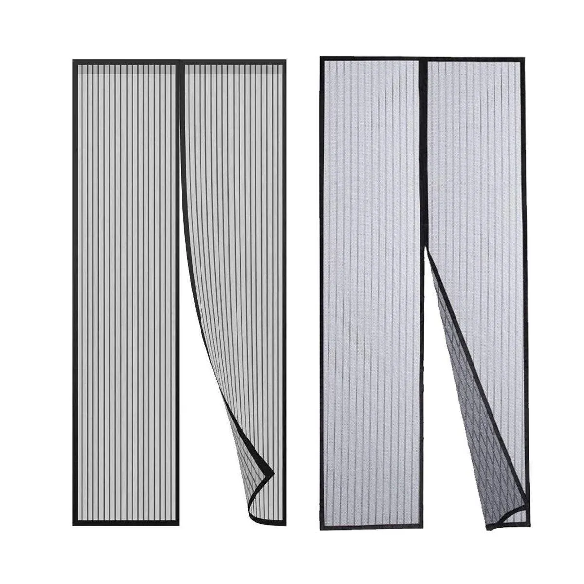 Striped Screen Door Curtain Mesh with Auto Close for Insect Protection and view 3