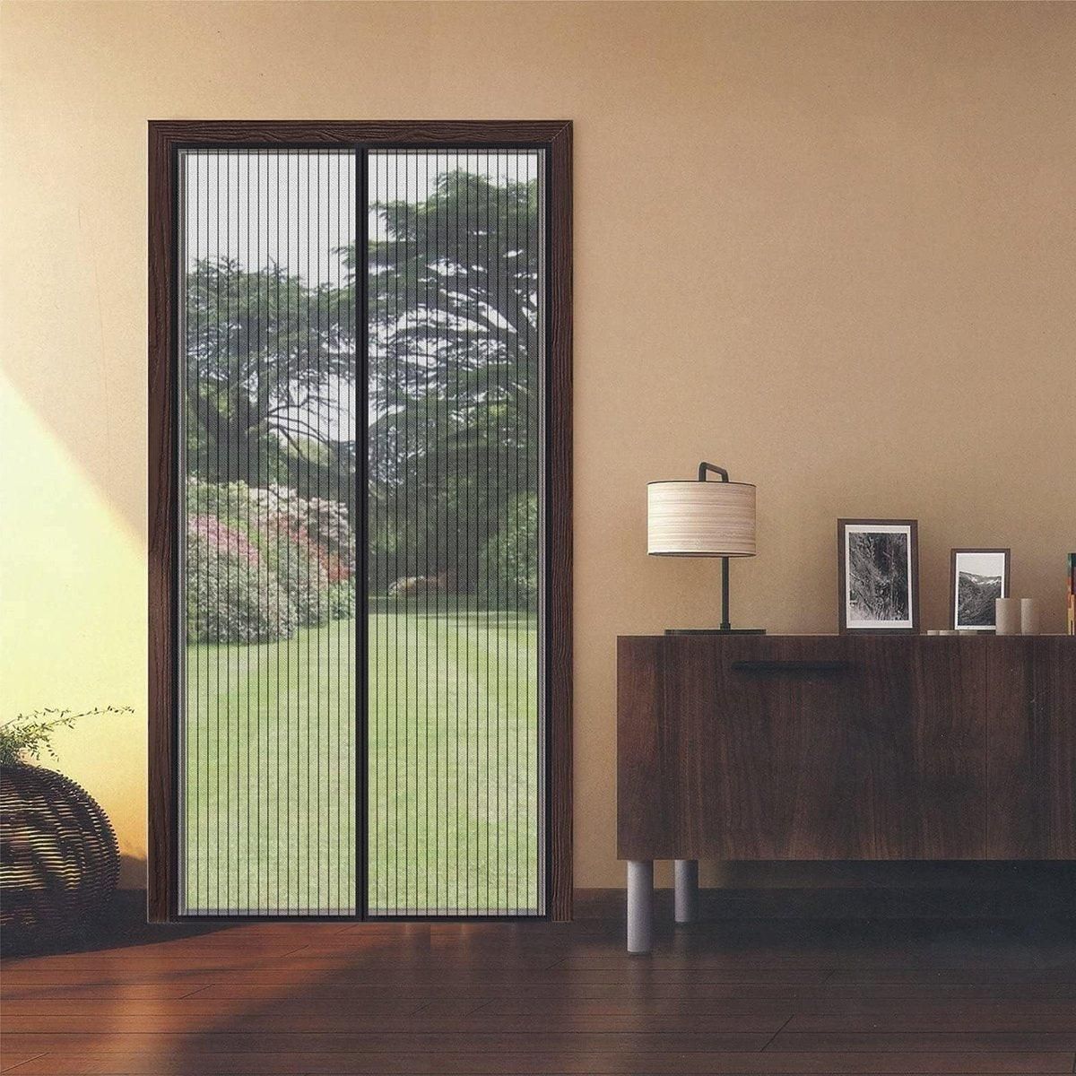 Striped Screen Door Curtain Mesh with Auto Close for Insect Protection and view 6