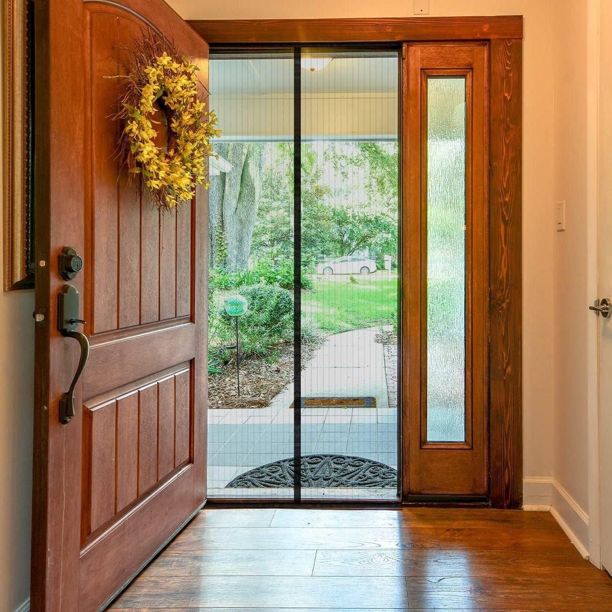 Striped Screen Door Curtain Mesh with Auto Close for Insect Protection and view 14