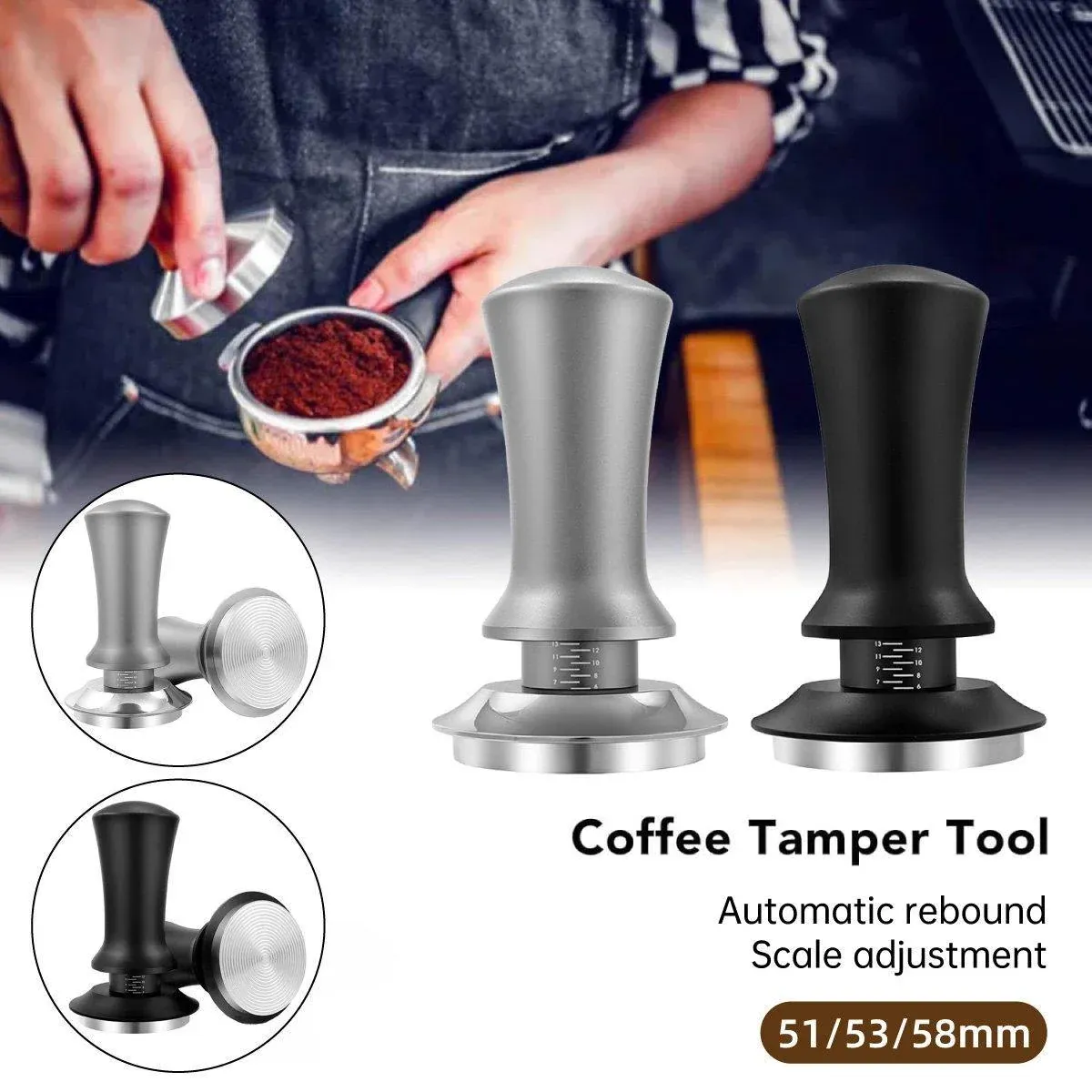 Adjustable Coffee Tamper with Scale Constant Pressure Espresso Powder Press view 2