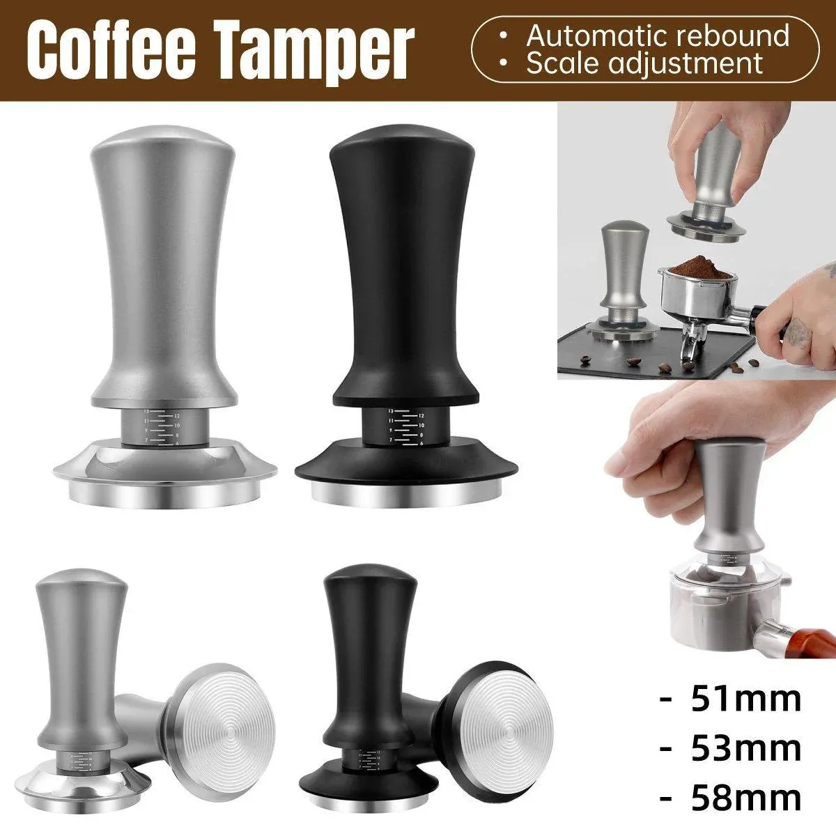 Adjustable Coffee Tamper with Scale Constant Pressure Espresso Powder Press view 14