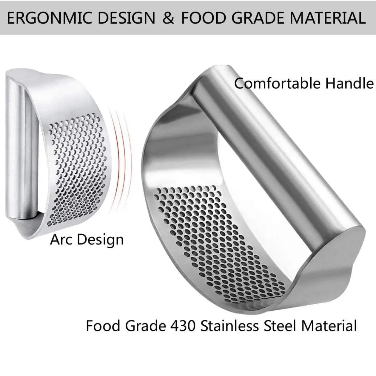 Stainless Steel Garlic Masher Press Crusher Squeezer Masher Kitchen Gadget - Black view 7