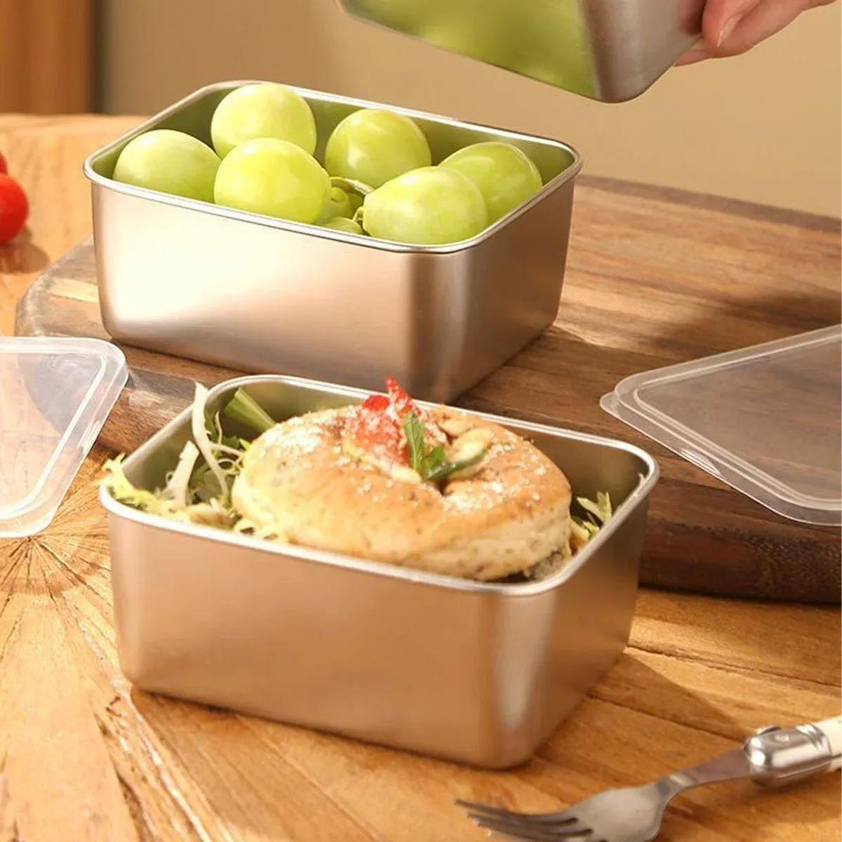 6pcs Stainless Steel Food Container Set Sealed Lid Fruit Vegetable Storage Box view 10
