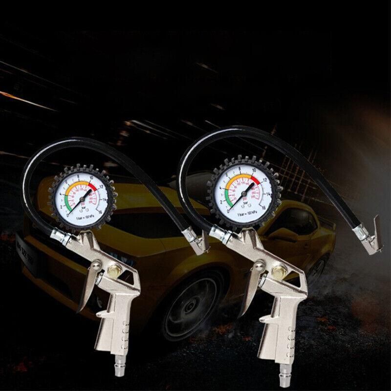 Air Tyre Inflator Pressure Meter Car Truck Tire Pump Hose Gauge Compressor Tools view 3