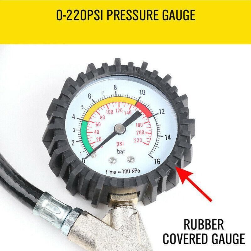 Air Tyre Inflator Pressure Meter Car Truck Tire Pump Hose Gauge Compressor Tools view 10