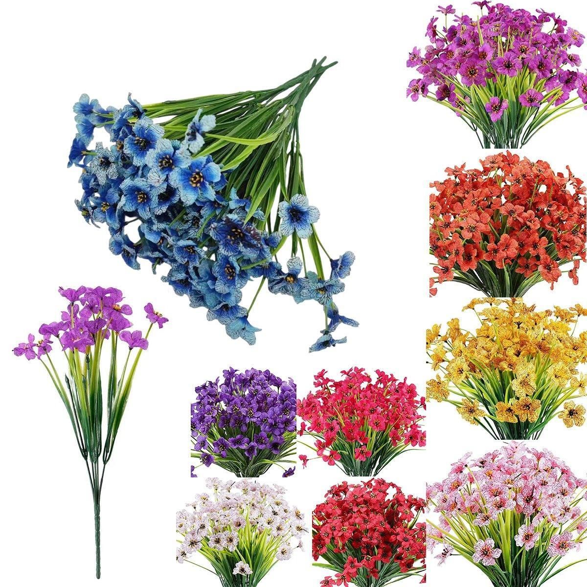 12pcs Artificial Flowers Set for Home Decor Wedding Party Fake Floral Decor - Blue view 3