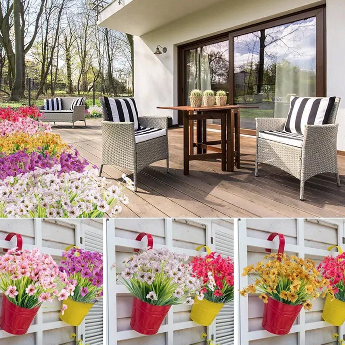 12pcs Artificial Flowers Set for Home Decor Wedding Party Fake Floral Decor view 5