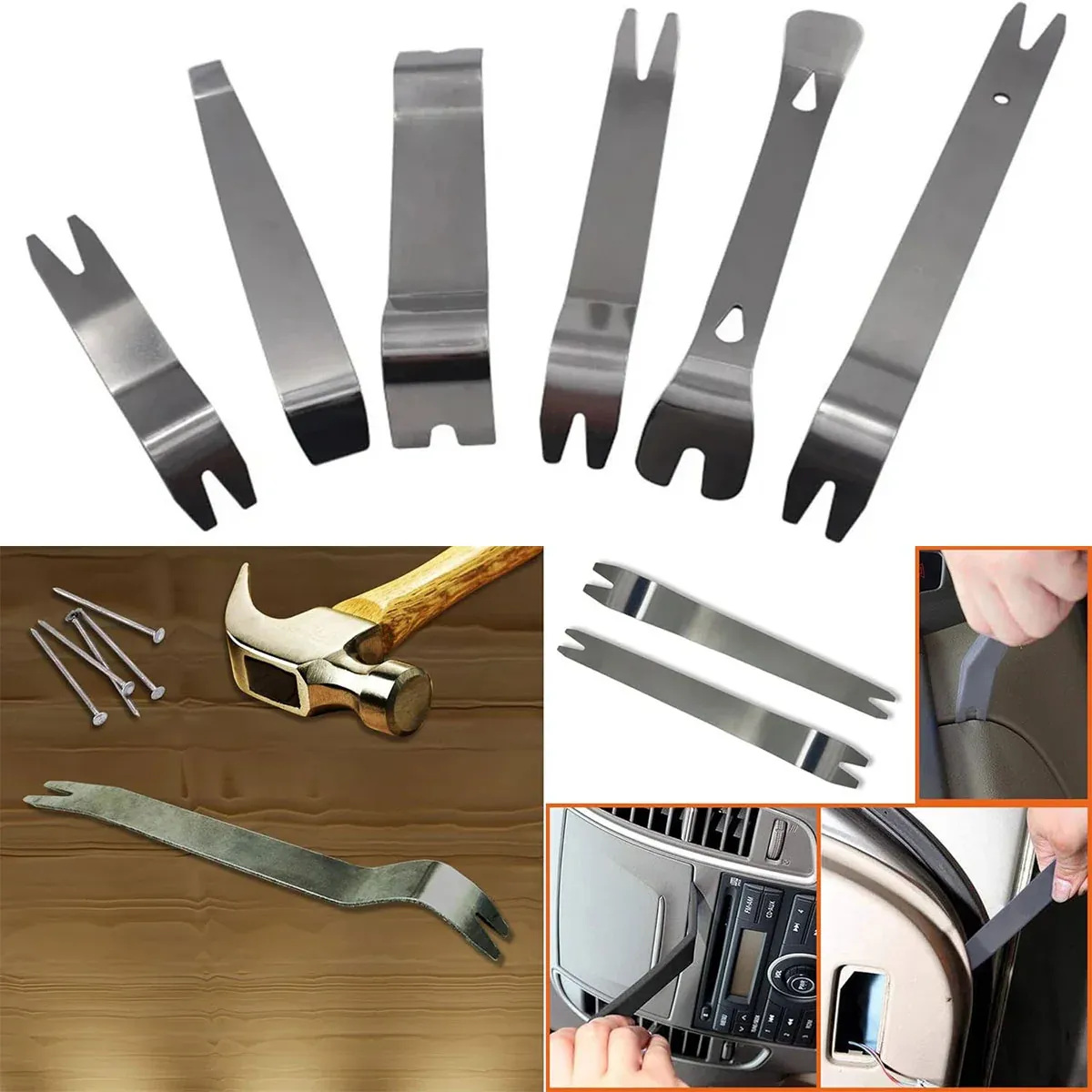 6pcs Pry Bar Tool Set Metal Dismantling Plate Fastener Remover For Car Repair view 14
