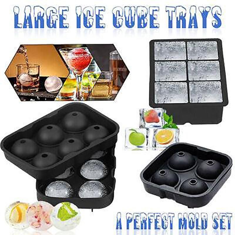 Large Ice Cube Tray Ball Maker Big Silicone Mold Sphere Whiskey Round Mould view 2
