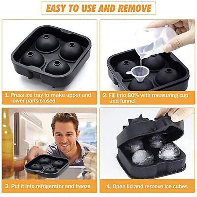 Large Ice Cube Tray Ball Maker Big Silicone Mold Sphere Whiskey Round Mould view 13