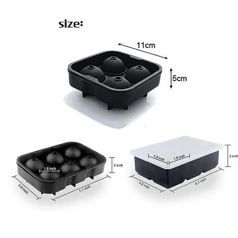 Large Ice Cube Tray Ball Maker Big Silicone Mold Sphere Whiskey Round Mould view 15
