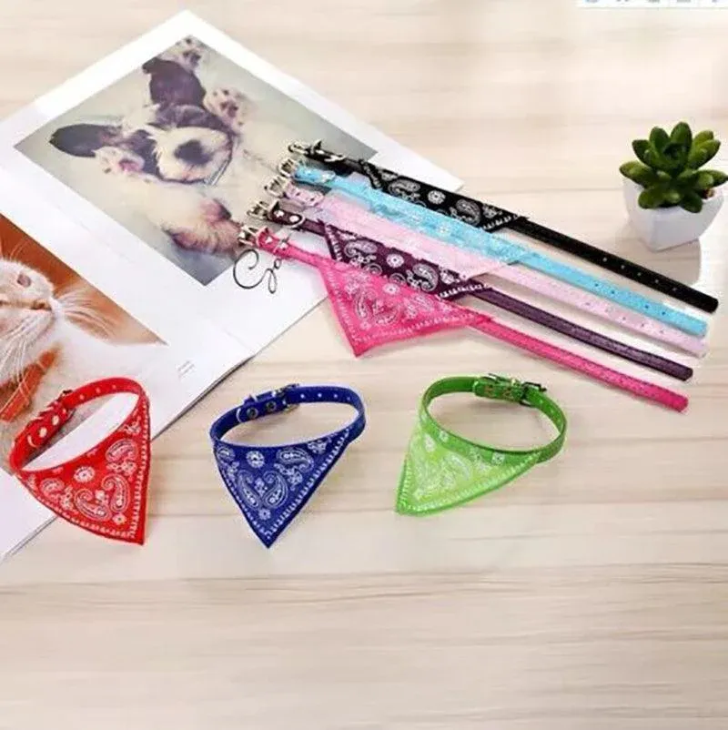 Adjustable Bandana Collar with Bell for Small Dogs and Cats Triangle Scarf view 5