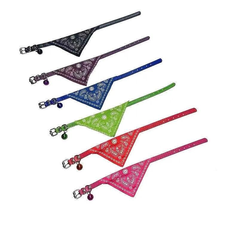 Adjustable Bandana Collar with Bell for Small Dogs and Cats Triangle Scarf view 7