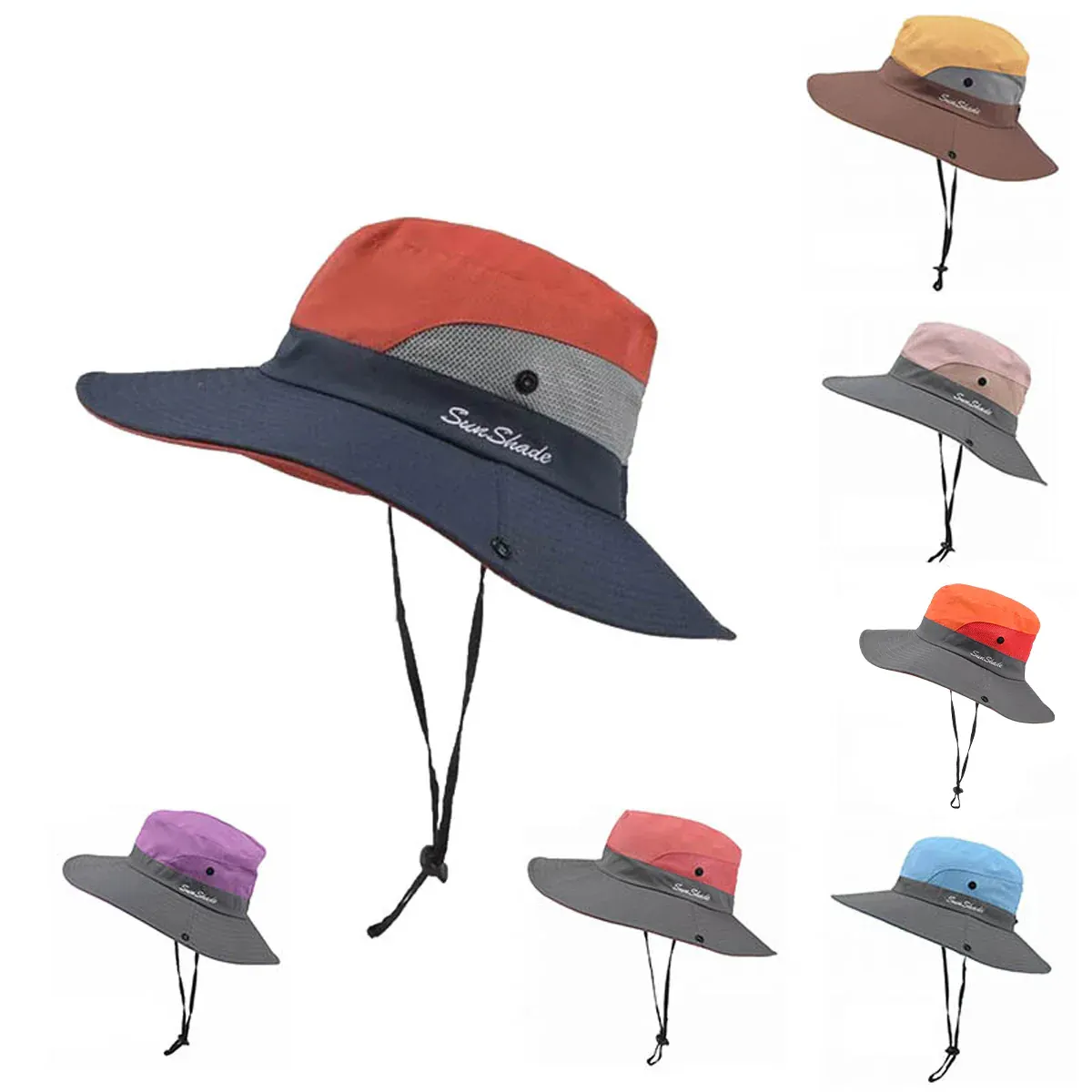 Women Wide Brim Ponytail Hat Sun Protect Visor Summer Beach Cap Anti Uv Floppy view 3